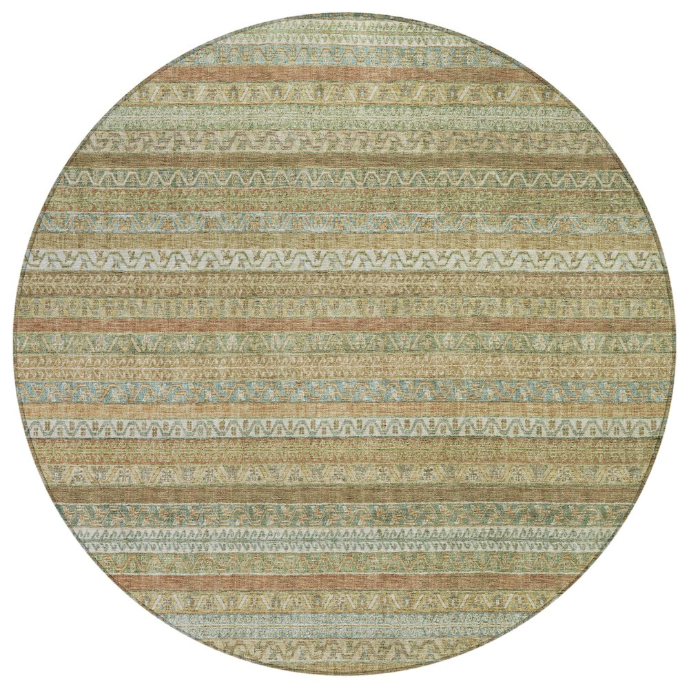 Machine Washable Indoor/Outdoor Chantille ACN2742 Gold 8' x 8' Round Rug. Picture 1