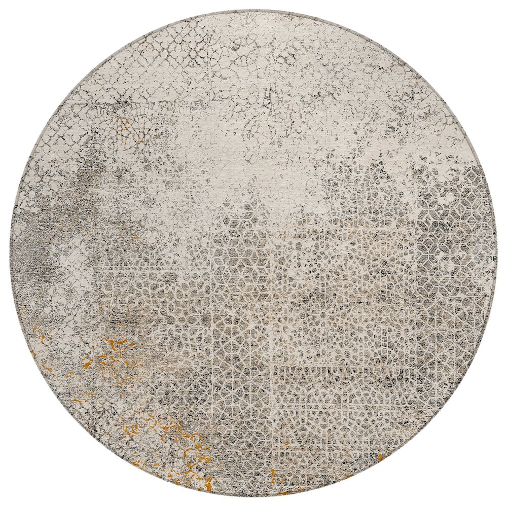 Machine Washable Indoor/Outdoor Chantille ACN2743 Brown 8' x 8' Round Rug. Picture 1