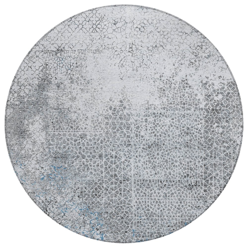 Machine Washable Indoor/Outdoor Chantille ACN2743 Blue 8' x 8' Round Rug. Picture 1