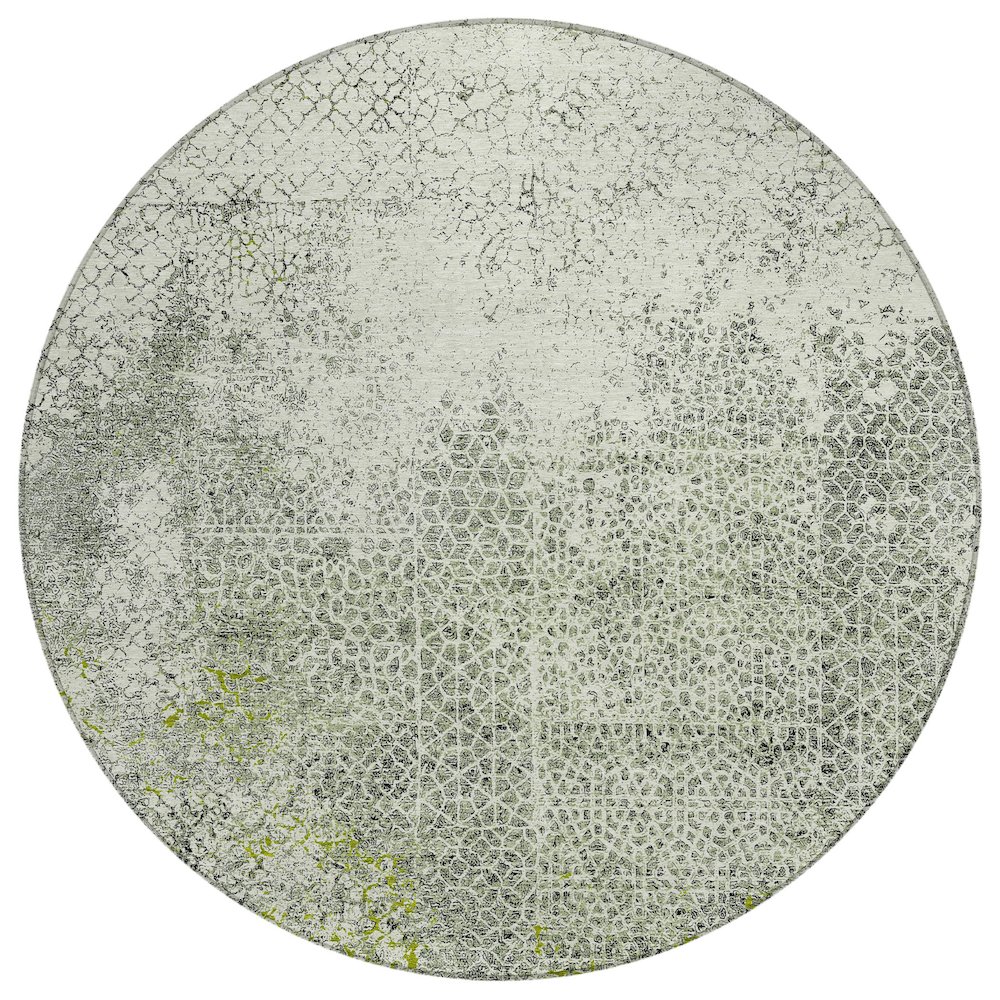 Machine Washable Indoor/Outdoor Chantille ACN2743 Green 8' x 8' Round Rug. Picture 1
