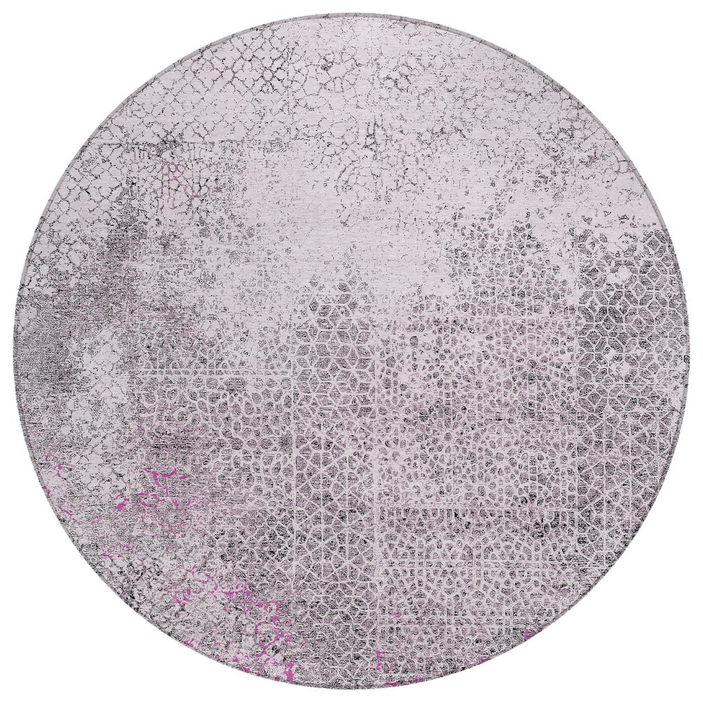 Machine Washable Indoor/Outdoor Chantille ACN2743 Pink 8' x 8' Round Rug. Picture 1