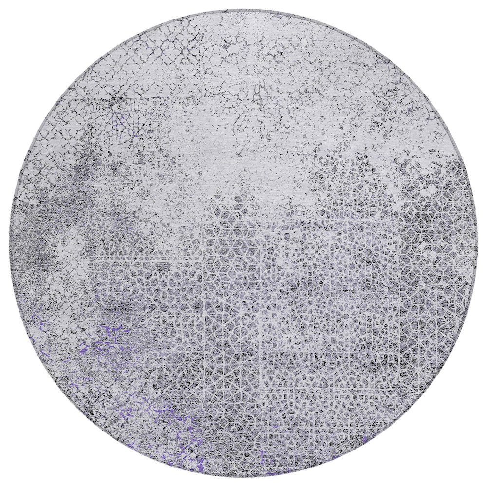 Machine Washable Indoor/Outdoor Chantille ACN2743 Purple 8' x 8' Round Rug. Picture 1