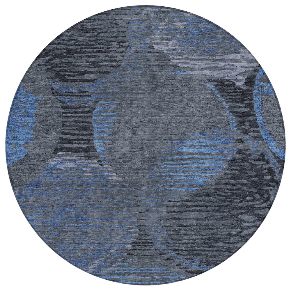 Machine Washable Indoor/Outdoor Chantille ACN2744 Gray 8' x 8' Round Rug. Picture 1
