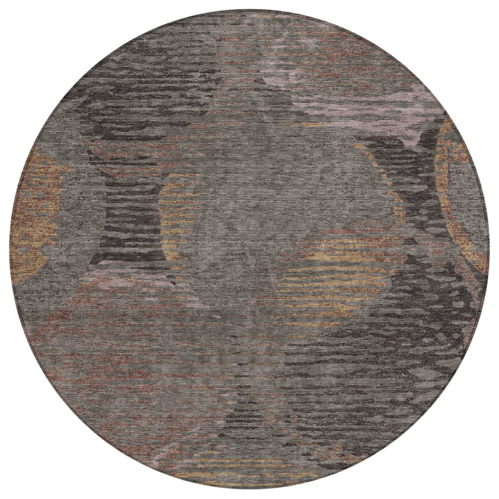 Machine Washable Indoor/Outdoor Chantille ACN2744 Brown 8' x 8' Round Rug. Picture 1