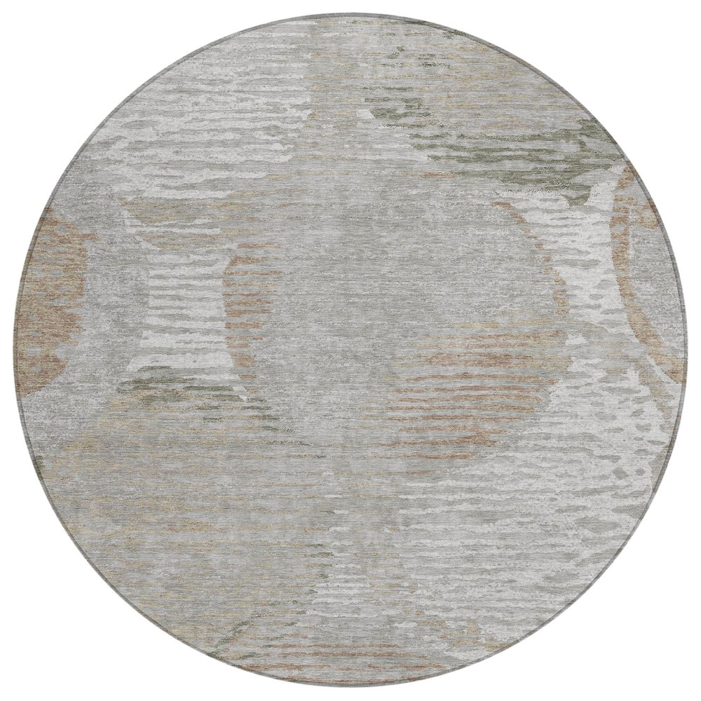 Machine Washable Indoor/Outdoor Chantille ACN2744 Brown 8' x 8' Round Rug. Picture 1
