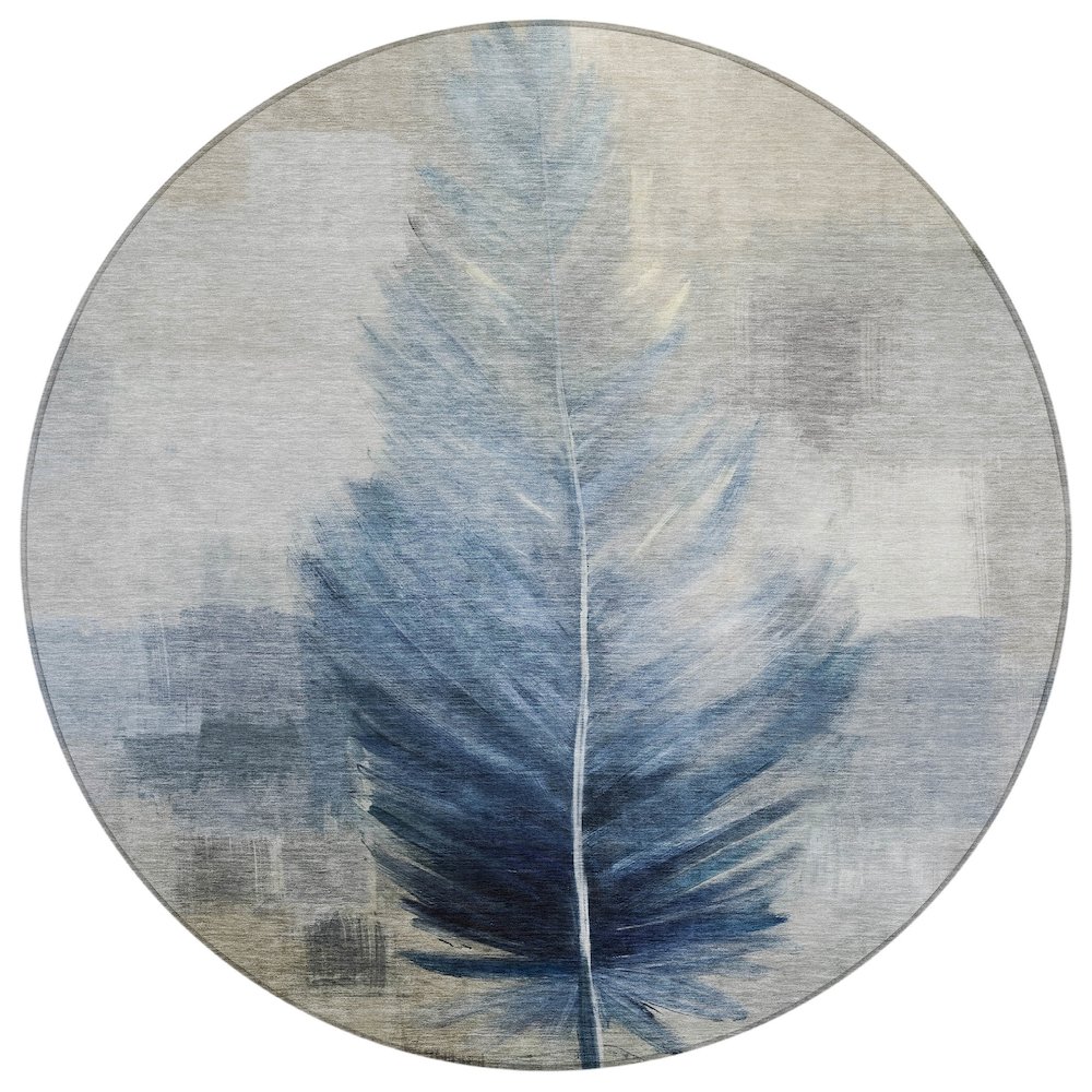 Machine Washable Indoor/Outdoor Chantille ACN2745 Blue 8' x 8' Round Rug. Picture 1