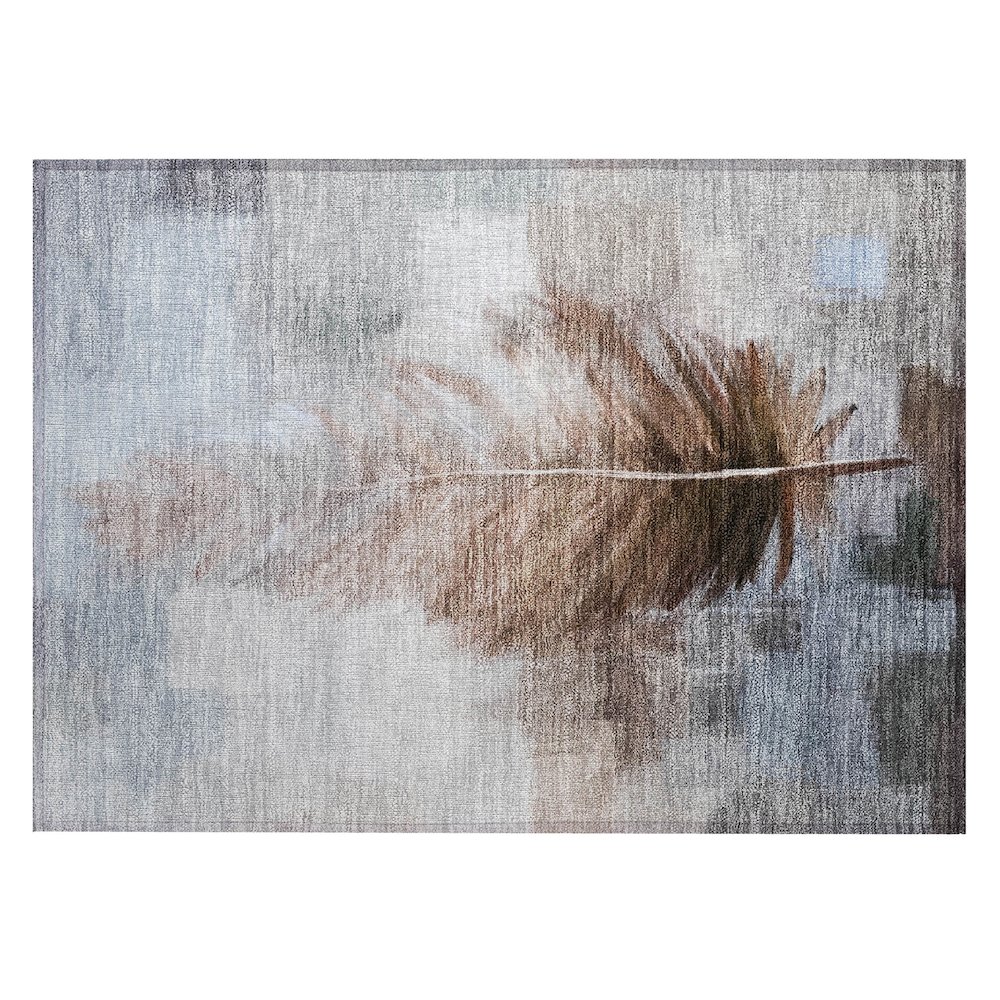 Machine Washable Indoor/Outdoor Chantille ACN2745 Brown 1'8" x 2'6" Rug. Picture 1