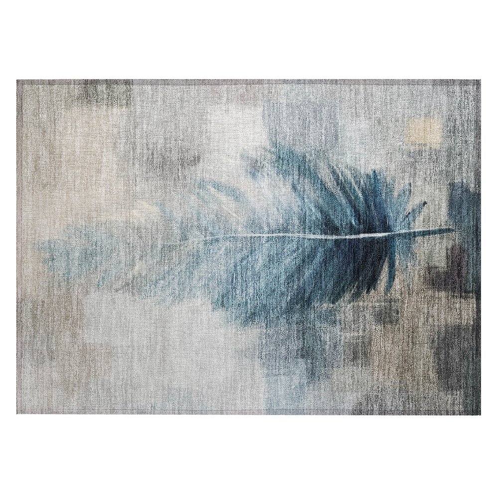 Machine Washable Indoor/Outdoor Chantille ACN2745 Teal 1'8" x 2'6" Rug. Picture 1