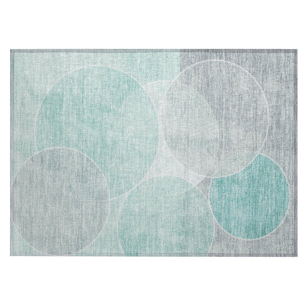 Machine Washable Indoor/Outdoor Chantille ACN2746 Teal 1'8" x 2'6" Rug. Picture 1