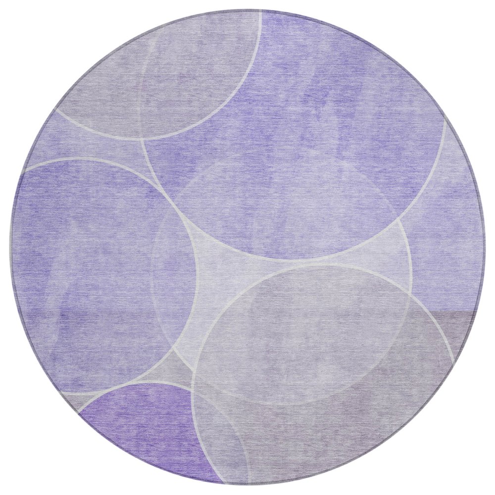 Machine Washable Indoor/Outdoor Chantille ACN2746 Purple 8' x 8' Round Rug. Picture 1