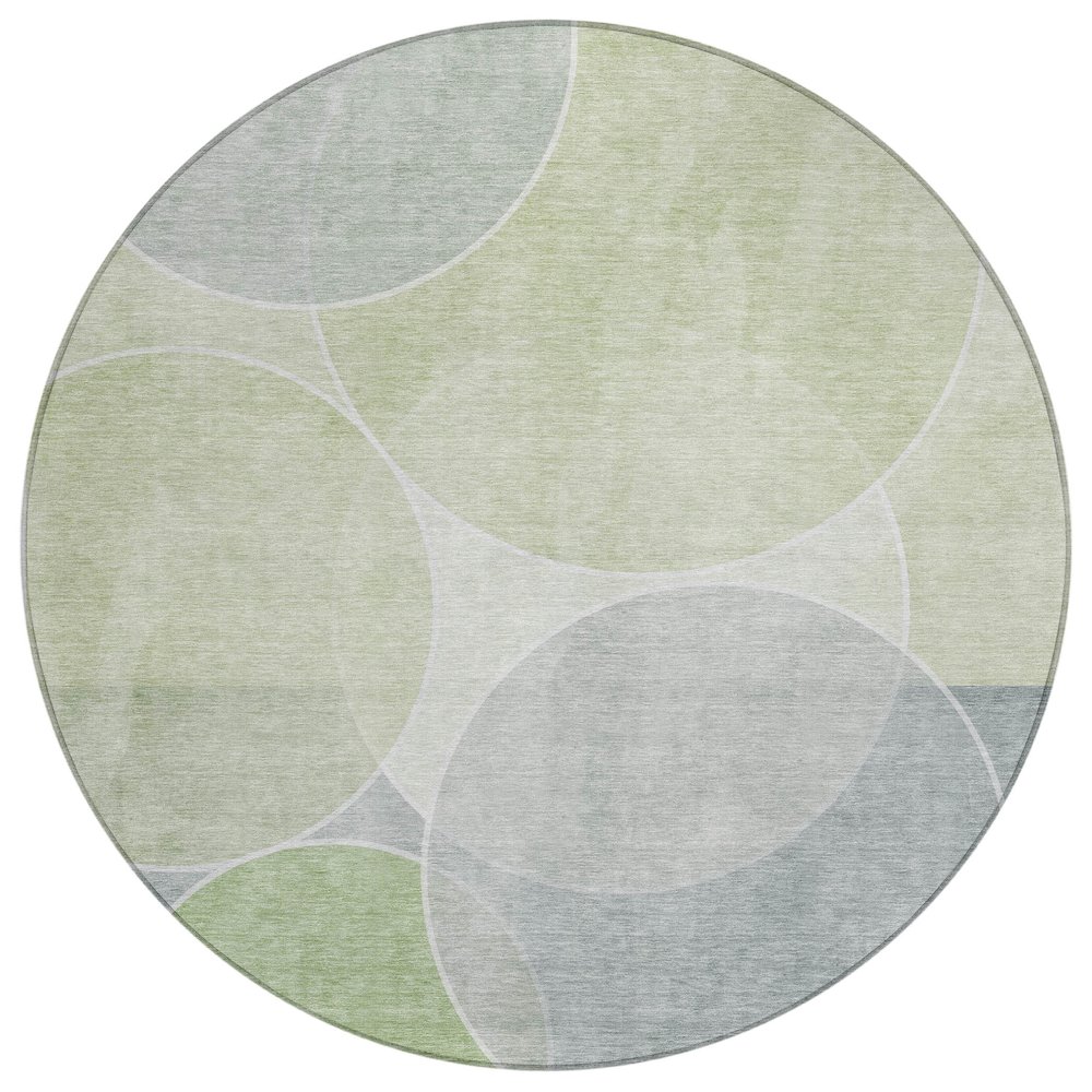 Machine Washable Indoor/Outdoor Chantille ACN2746 Green 8' x 8' Round Rug. Picture 1