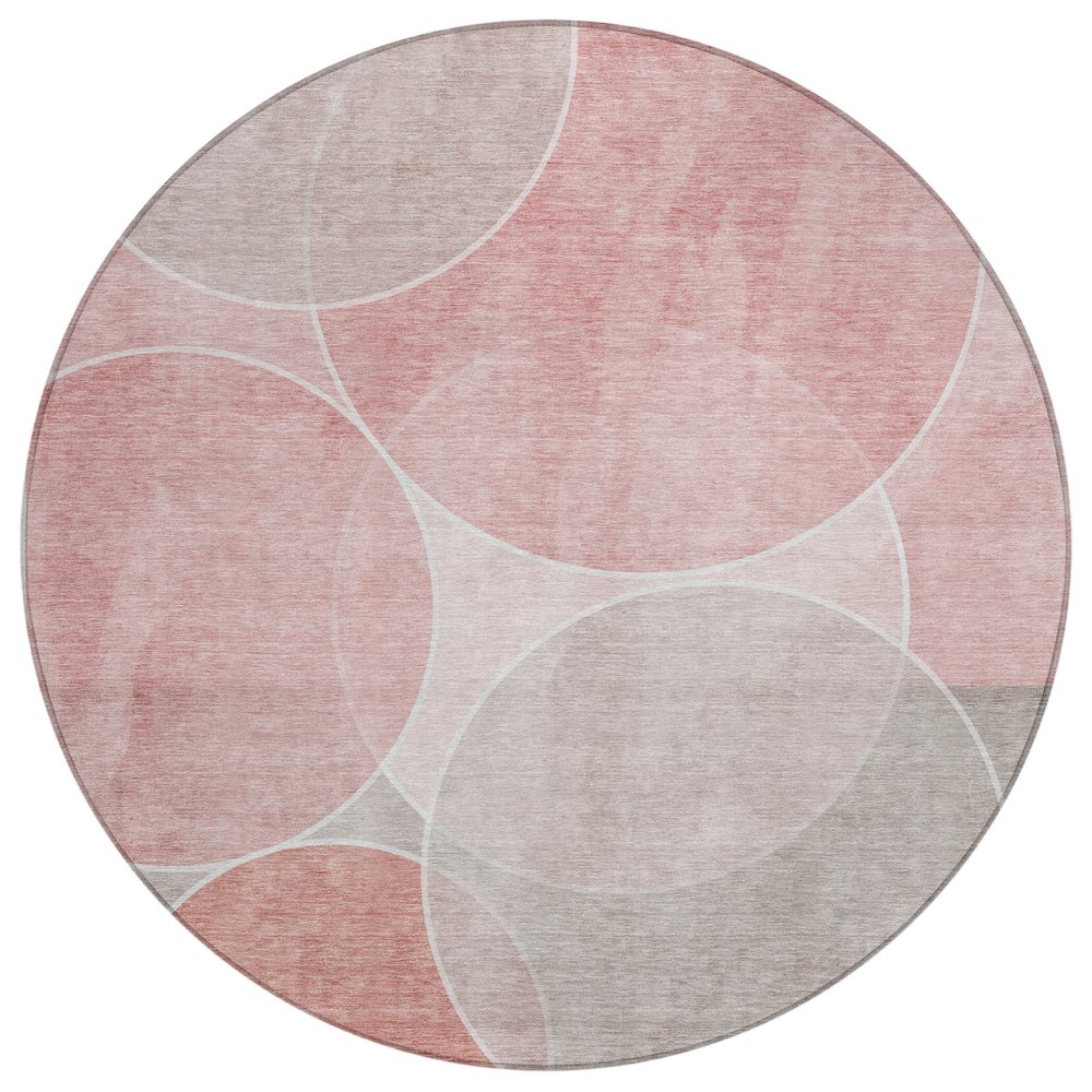 Machine Washable Indoor/Outdoor Chantille ACN2746 Pink 8' x 8' Round Rug. Picture 1