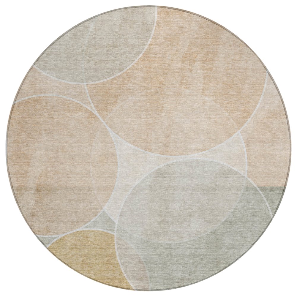 Machine Washable Indoor/Outdoor Chantille ACN2746 Orange 8' x 8' Round Rug. Picture 1