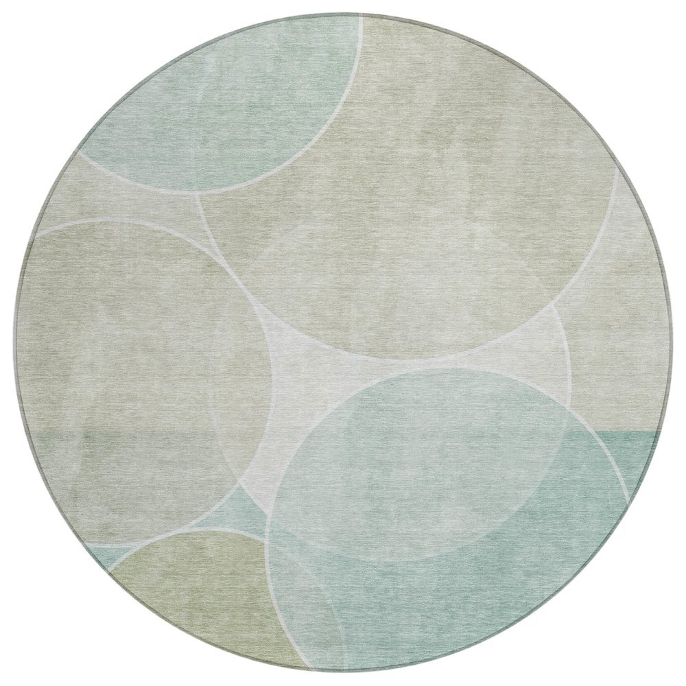 Machine Washable Indoor/Outdoor Chantille ACN2746 Teal 8' x 8' Round Rug. Picture 1