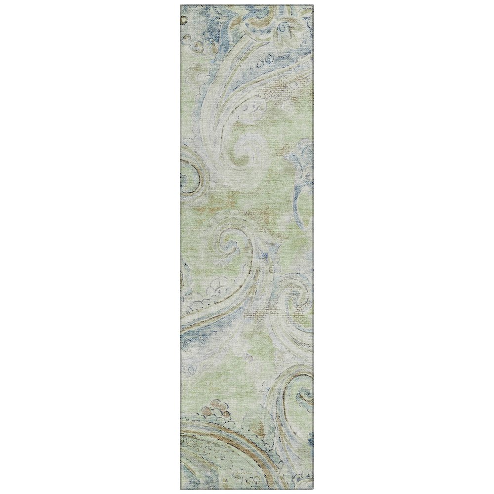 Machine Washable Indoor/Outdoor Chantille ACN2747 Green 2'3" x 7'6" Runner Rug. Picture 1