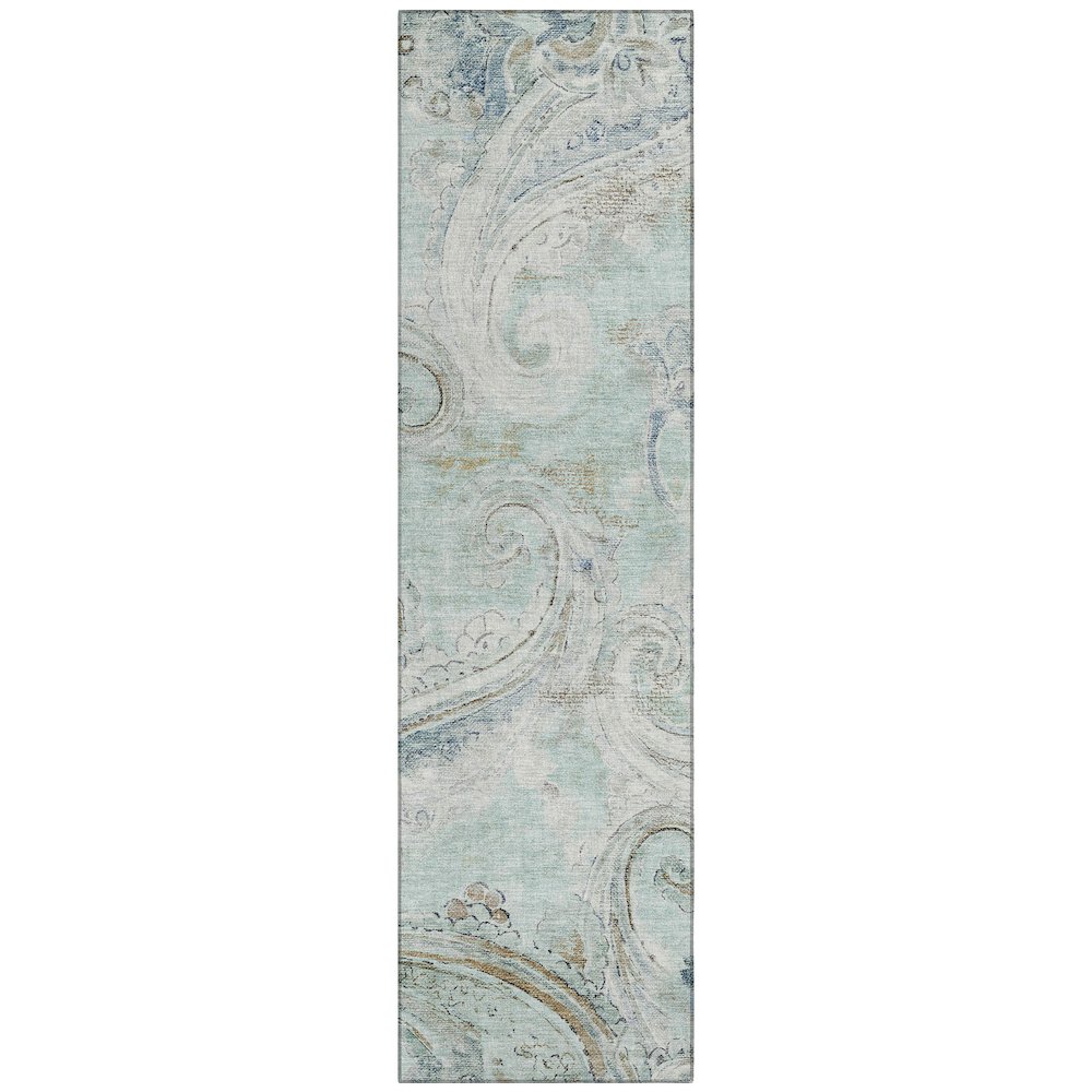 Machine Washable Indoor/Outdoor Chantille ACN2747 Teal 2'3" x 7'6" Runner Rug. Picture 1