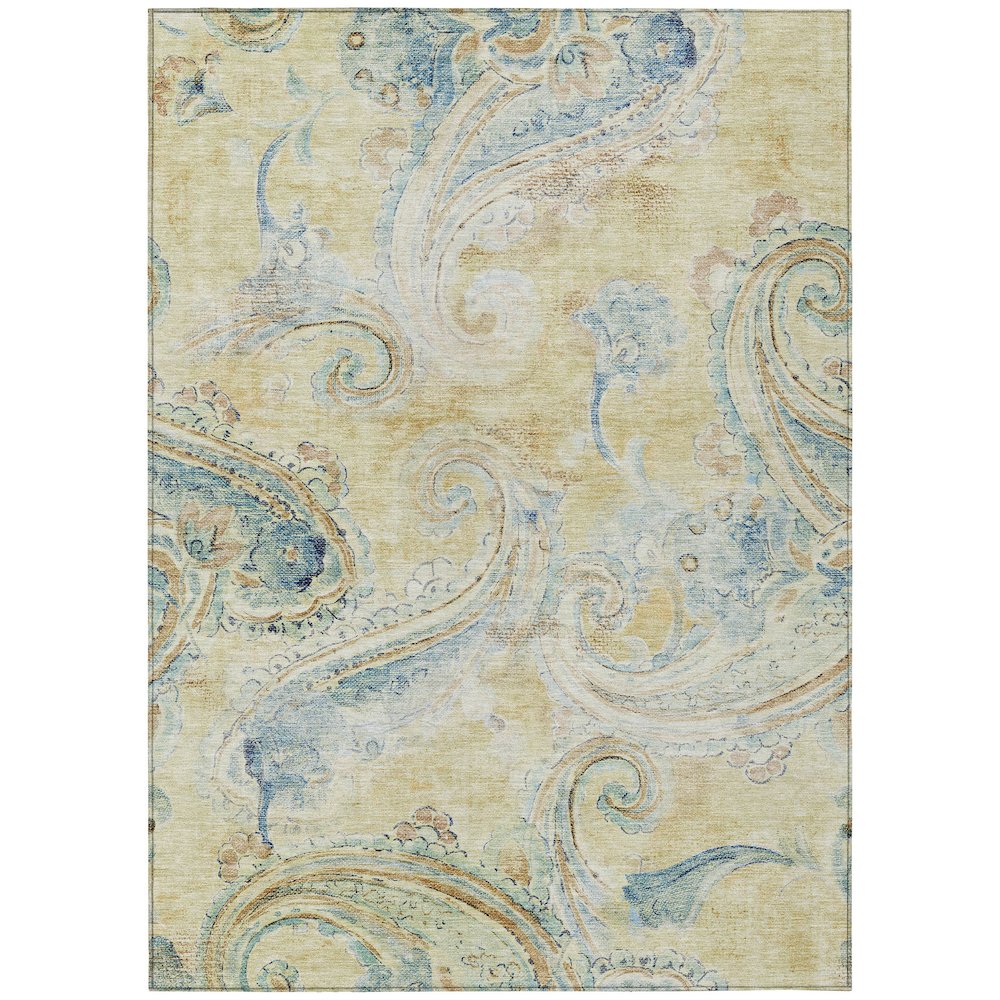 Machine Washable Indoor/Outdoor Chantille ACN2747 Gold 3' x 5' Rug. Picture 1