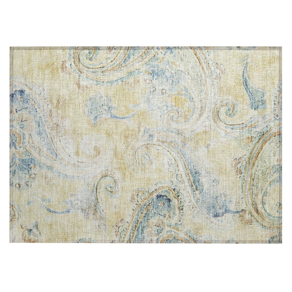 Machine Washable Indoor/Outdoor Chantille ACN2747 Gold 1'8" x 2'6" Rug. Picture 1