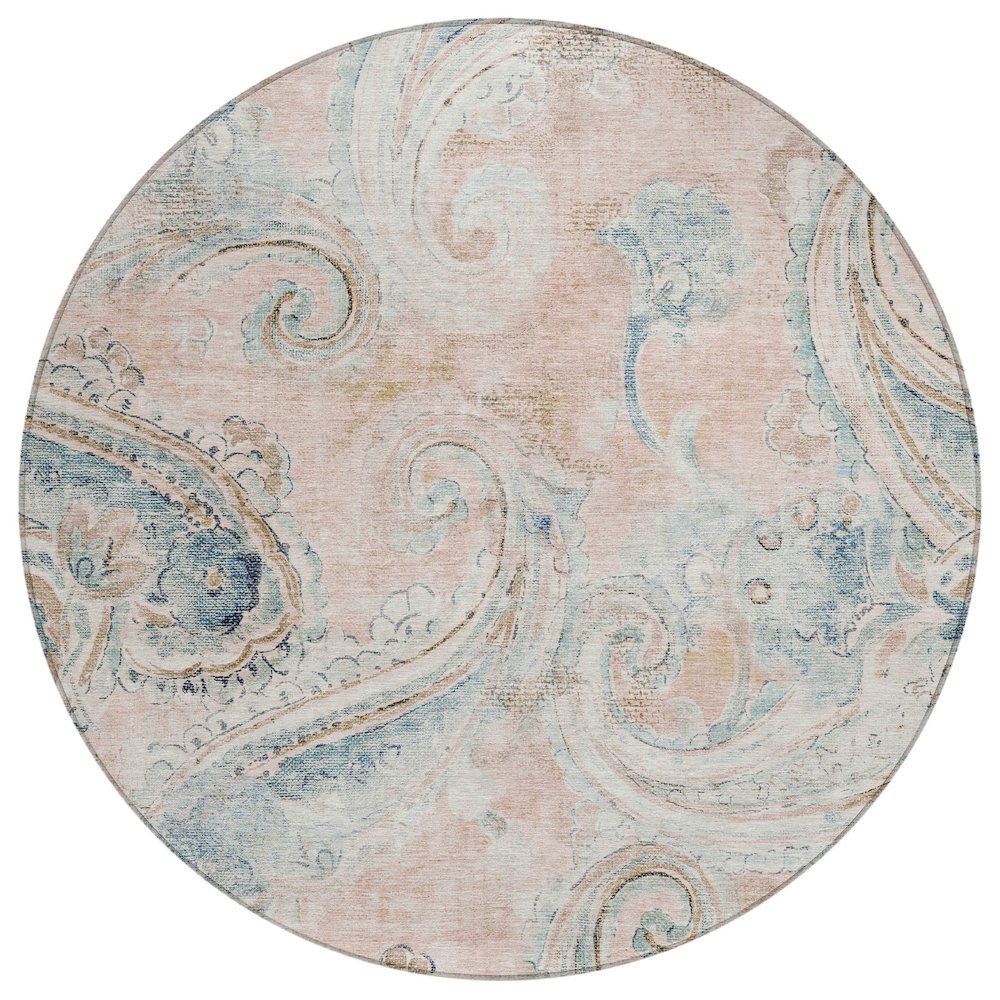 Machine Washable Indoor/Outdoor Chantille ACN2747 Pink 8' x 8' Round Rug. Picture 1