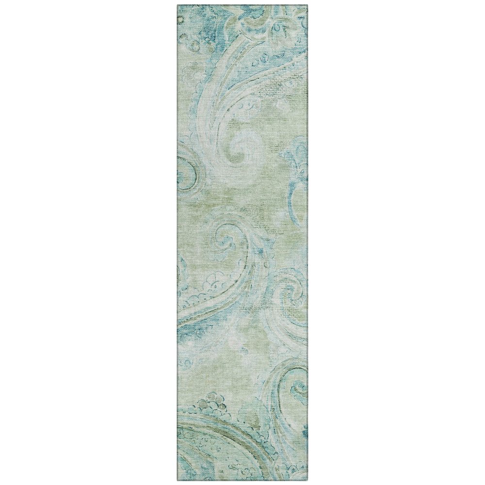 Machine Washable Indoor/Outdoor Chantille ACN2747 Green 2'3" x 7'6" Runner Rug. Picture 1