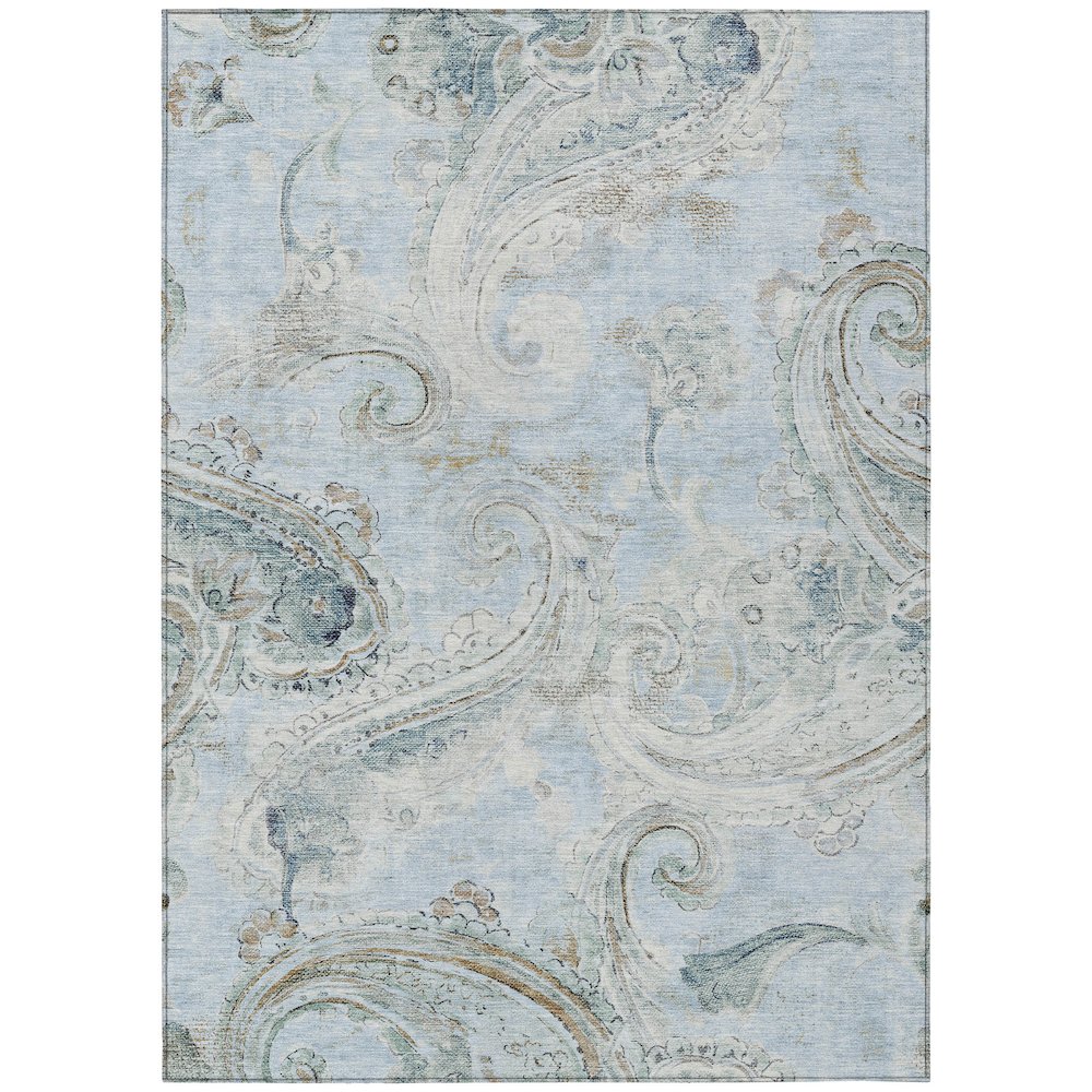 Machine Washable Indoor/Outdoor Chantille ACN2747 Blue 3' x 5' Rug. Picture 1
