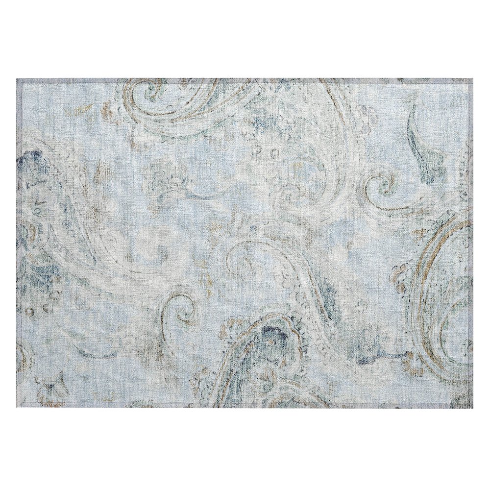 Machine Washable Indoor/Outdoor Chantille ACN2747 Blue 1'8" x 2'6" Rug. Picture 1