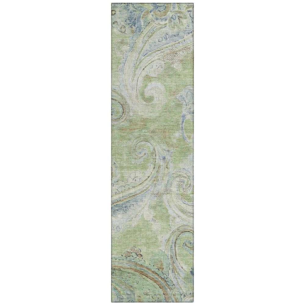 Machine Washable Indoor/Outdoor Chantille ACN2748 Green 2'3" x 7'6" Runner Rug. Picture 1