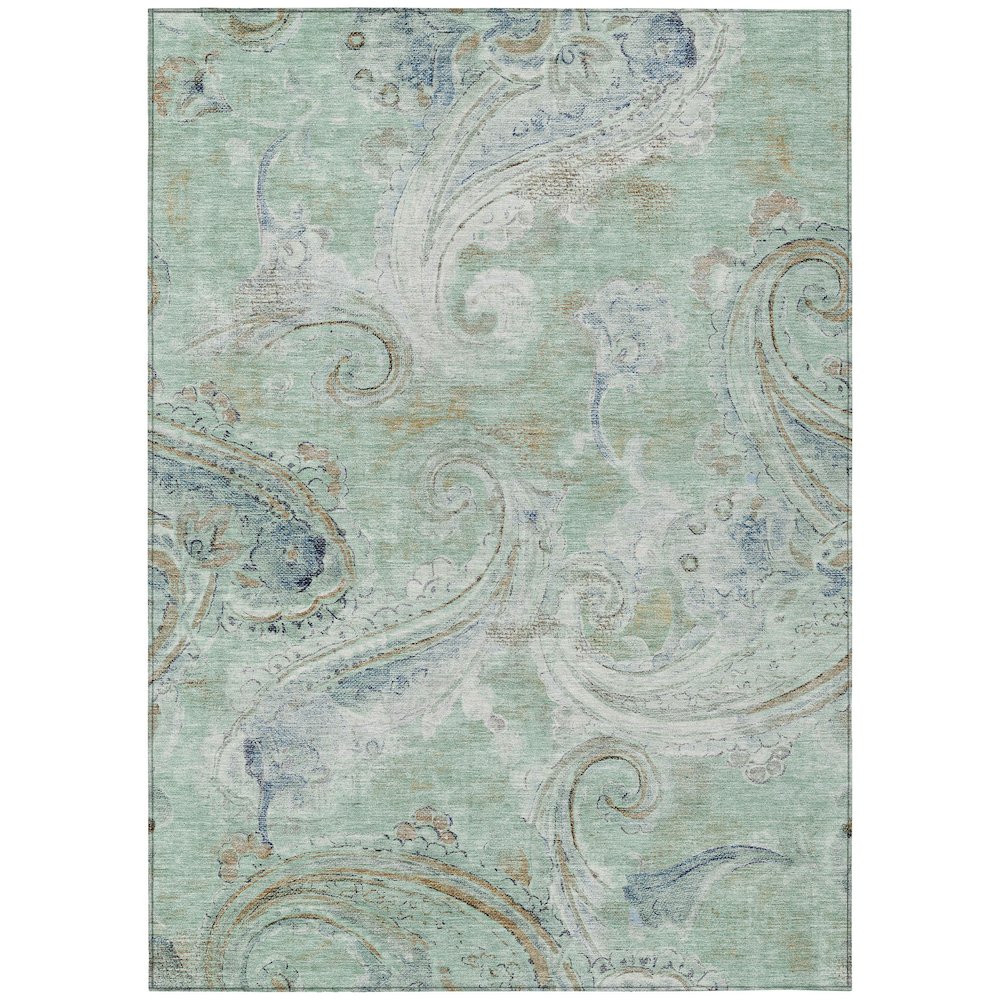 Machine Washable Indoor/Outdoor Chantille ACN2748 Teal 3' x 5' Rug. Picture 1