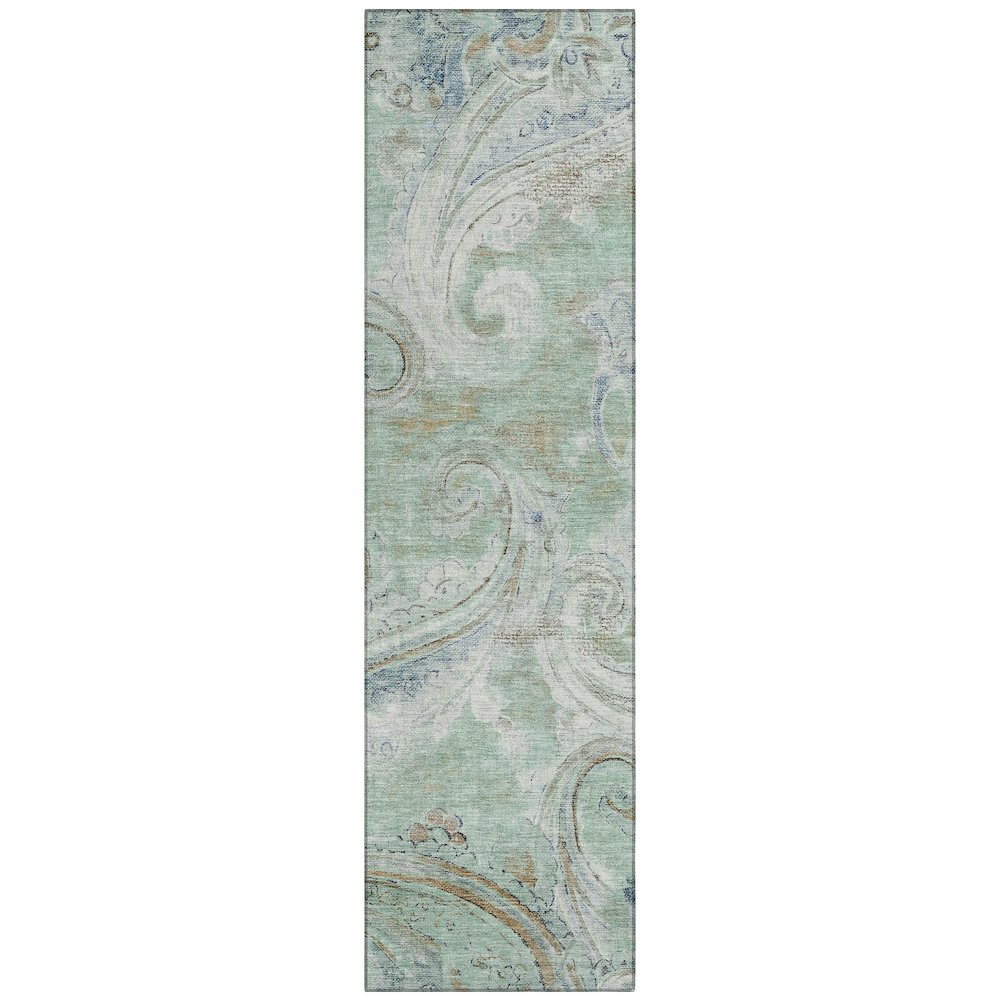 Machine Washable Indoor/Outdoor Chantille ACN2748 Teal 2'3" x 7'6" Runner Rug. Picture 1