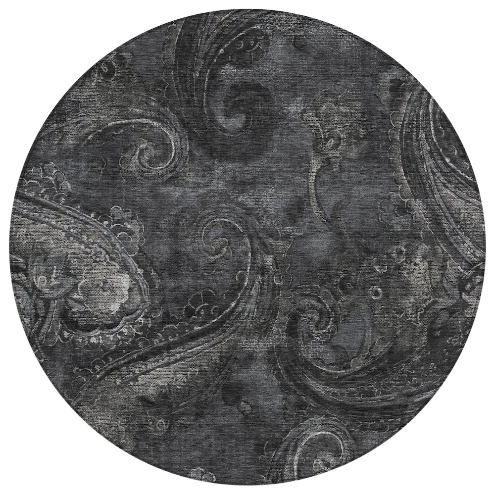 Machine Washable Indoor/Outdoor Chantille ACN2748 Gray 8' x 8' Round Rug. Picture 1