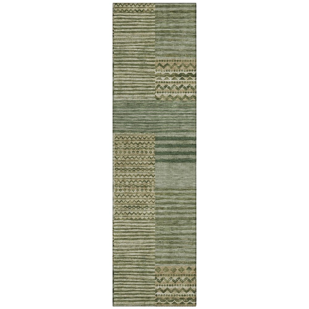 Machine Washable Indoor/Outdoor Chantille ACN2749 Green 2'3" x 7'6" Runner Rug. Picture 1