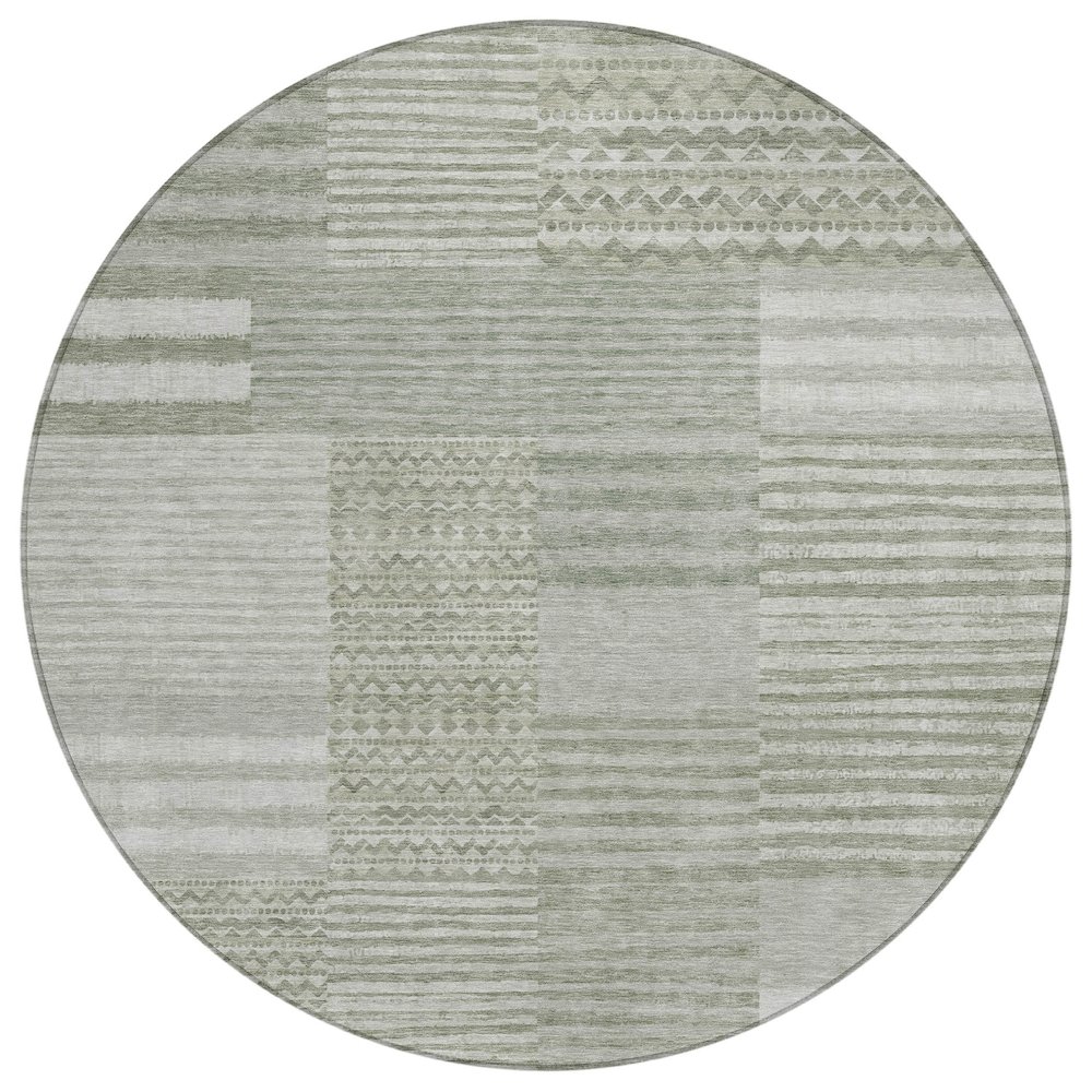 Machine Washable Indoor/Outdoor Chantille ACN2749 Green 8' x 8' Round Rug. Picture 1
