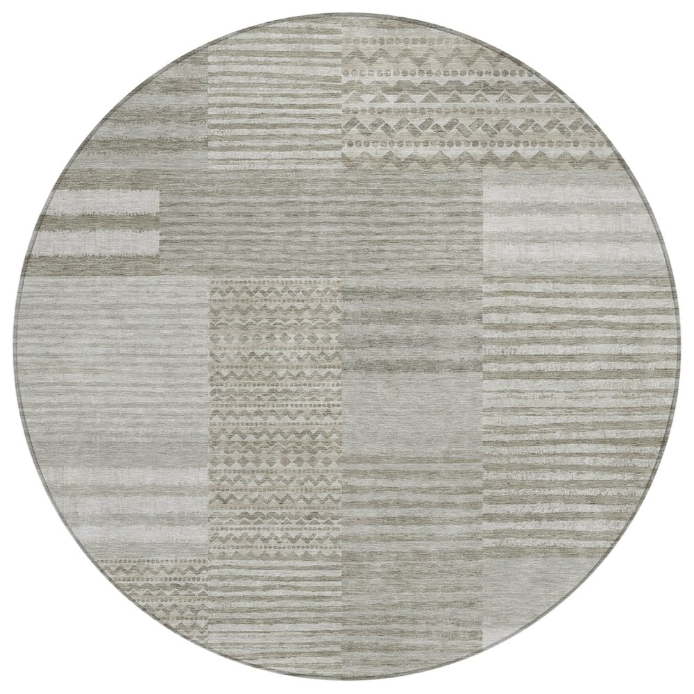 Machine Washable Indoor/Outdoor Chantille ACN2749 Brown 8' x 8' Round Rug. Picture 1