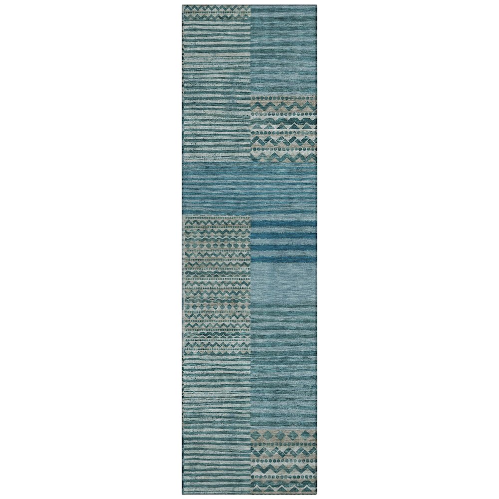 Machine Washable Indoor/Outdoor Chantille ACN2749 Teal 2'3" x 7'6" Runner Rug. Picture 1