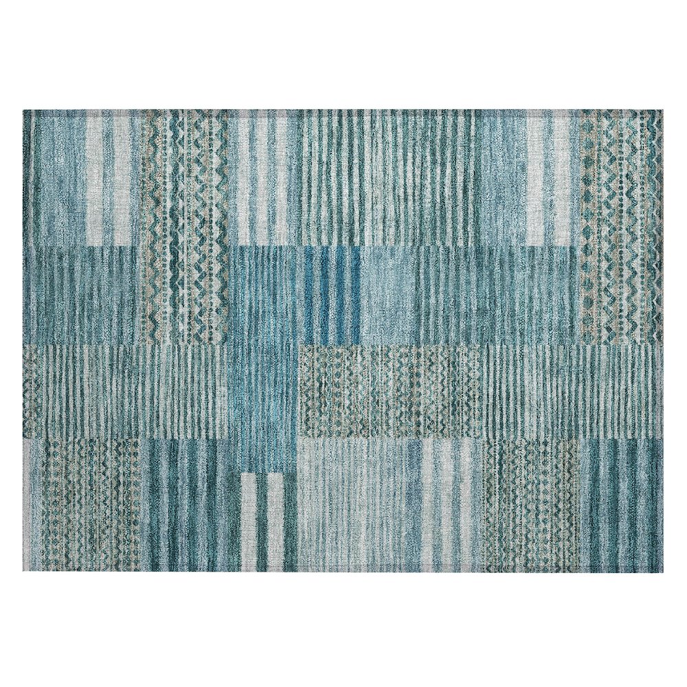 Machine Washable Indoor/Outdoor Chantille ACN2749 Teal 1'8" x 2'6" Rug. Picture 1