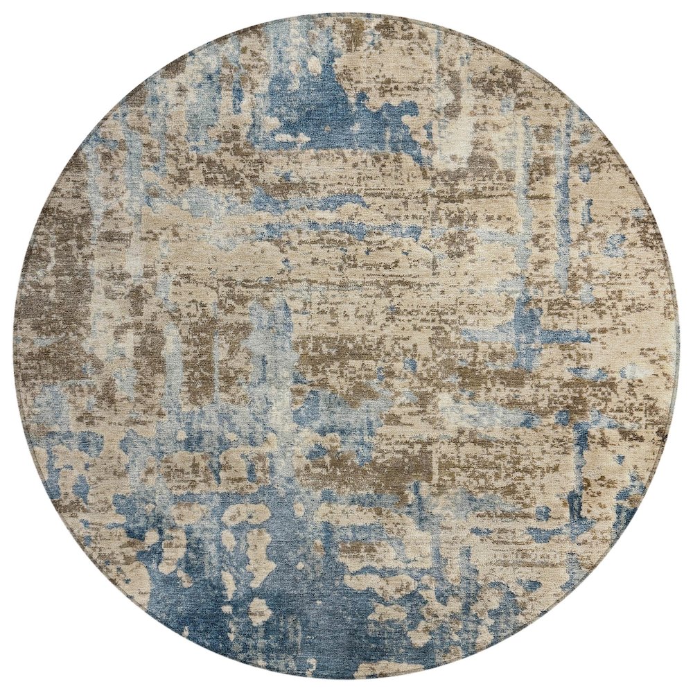 Machine Washable Indoor/Outdoor Chantille ACN2750 Brown 8' x 8' Round Rug. Picture 1