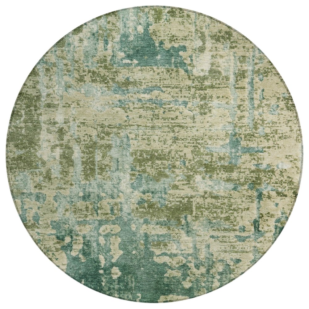Machine Washable Indoor/Outdoor Chantille ACN2750 Green 8' x 8' Round Rug. Picture 1