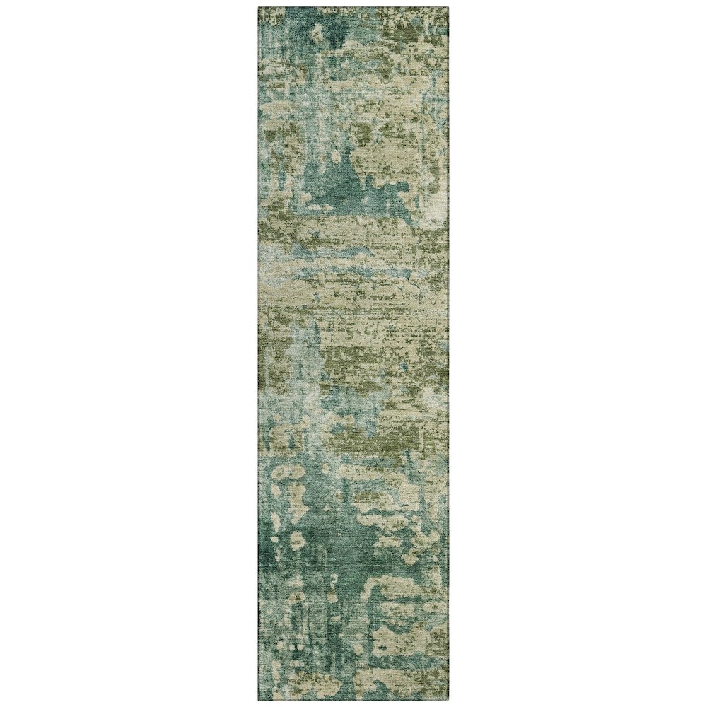 Machine Washable Indoor/Outdoor Chantille ACN2750 Green 2'3" x 7'6" Runner Rug. Picture 1