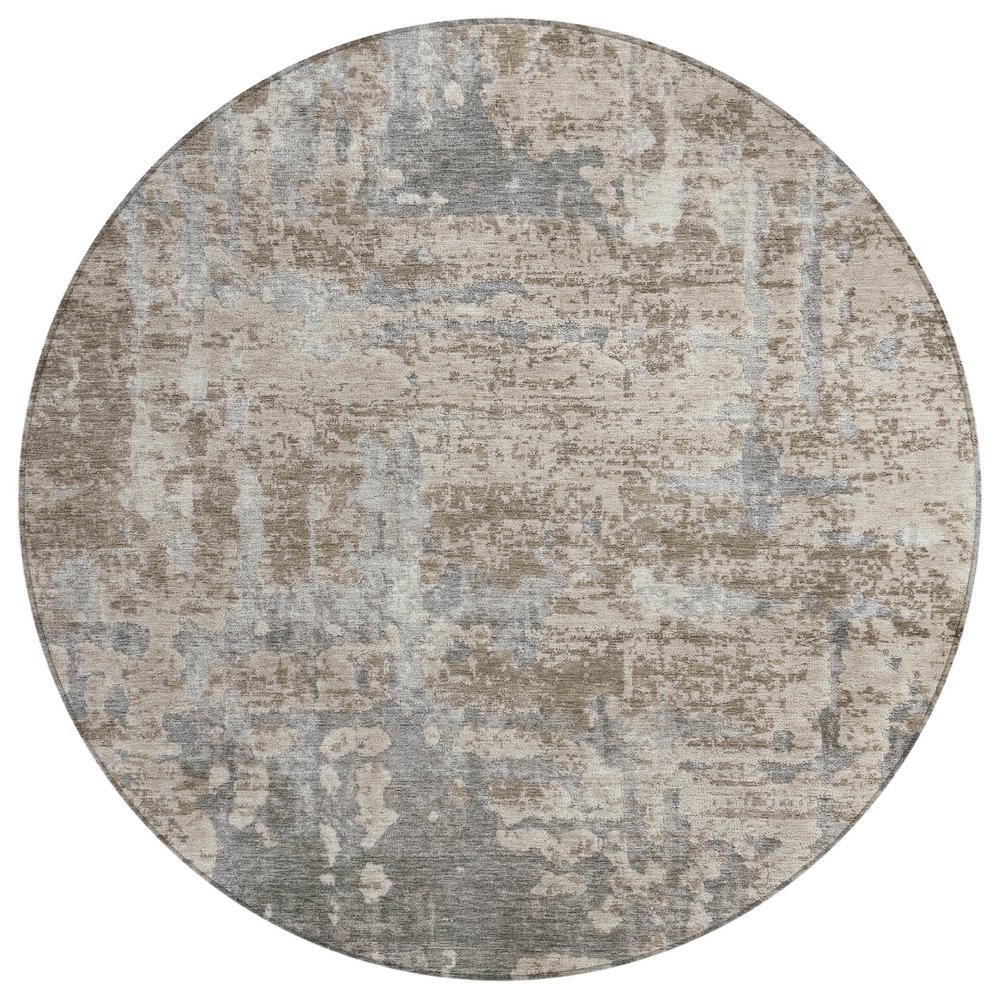 Machine Washable Indoor/Outdoor Chantille ACN2750 Brown 8' x 8' Round Rug. Picture 1