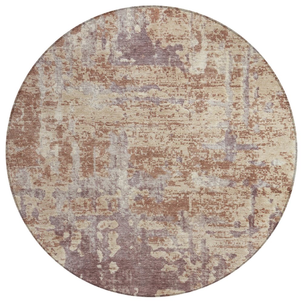 Machine Washable Indoor/Outdoor Chantille ACN2750 Orange 8' x 8' Round Rug. Picture 1