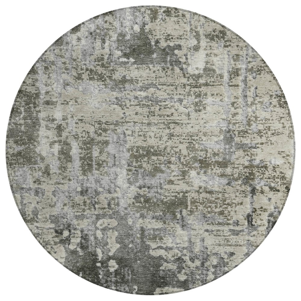 Machine Washable Indoor/Outdoor Chantille ACN2750 Gray 8' x 8' Round Rug. Picture 1