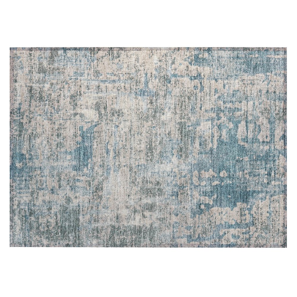 Machine Washable Indoor/Outdoor Chantille ACN2750 Teal 1'8" x 2'6" Rug. Picture 1