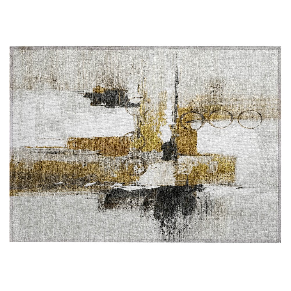 Machine Washable Indoor/Outdoor Chantille ACN2751 Brown 1'8" x 2'6" Rug. Picture 1