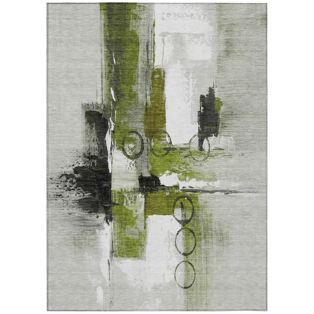 Machine Washable Indoor/Outdoor Chantille ACN2751 Green 3' x 5' Rug. Picture 1