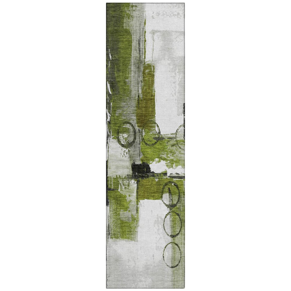 Machine Washable Indoor/Outdoor Chantille ACN2751 Green 2'3" x 7'6" Runner Rug. Picture 1
