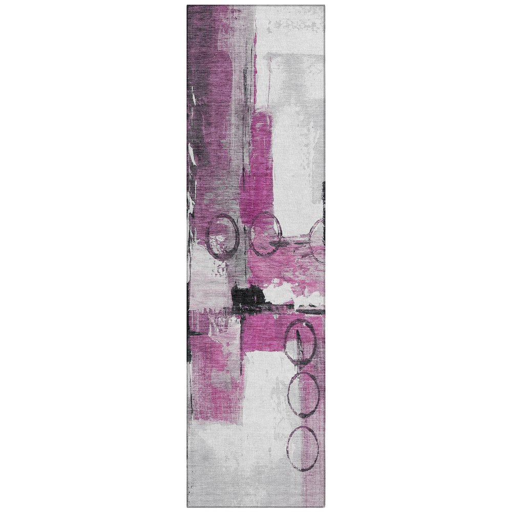 Machine Washable Indoor/Outdoor Chantille ACN2751 Pink 2'3" x 7'6" Runner Rug. Picture 1
