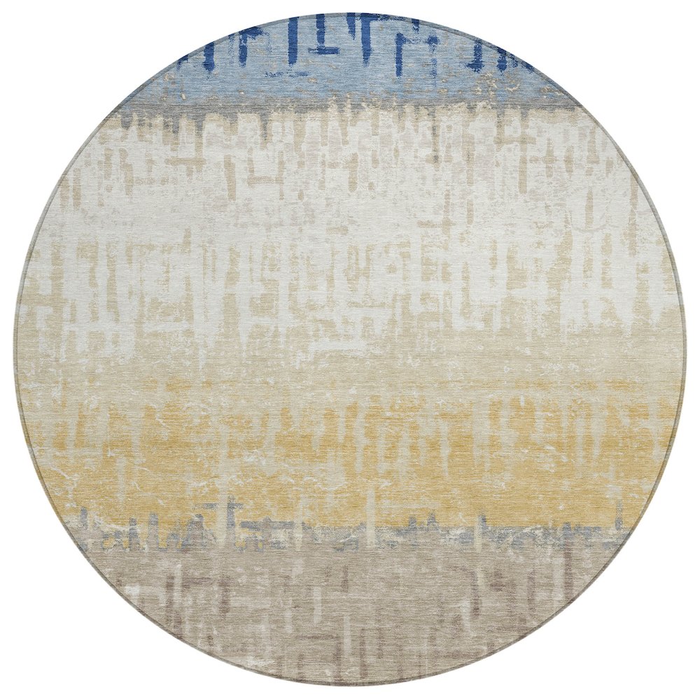 Machine Washable Indoor/Outdoor Chantille ACN2752 Blue 8' x 8' Round Rug. Picture 1