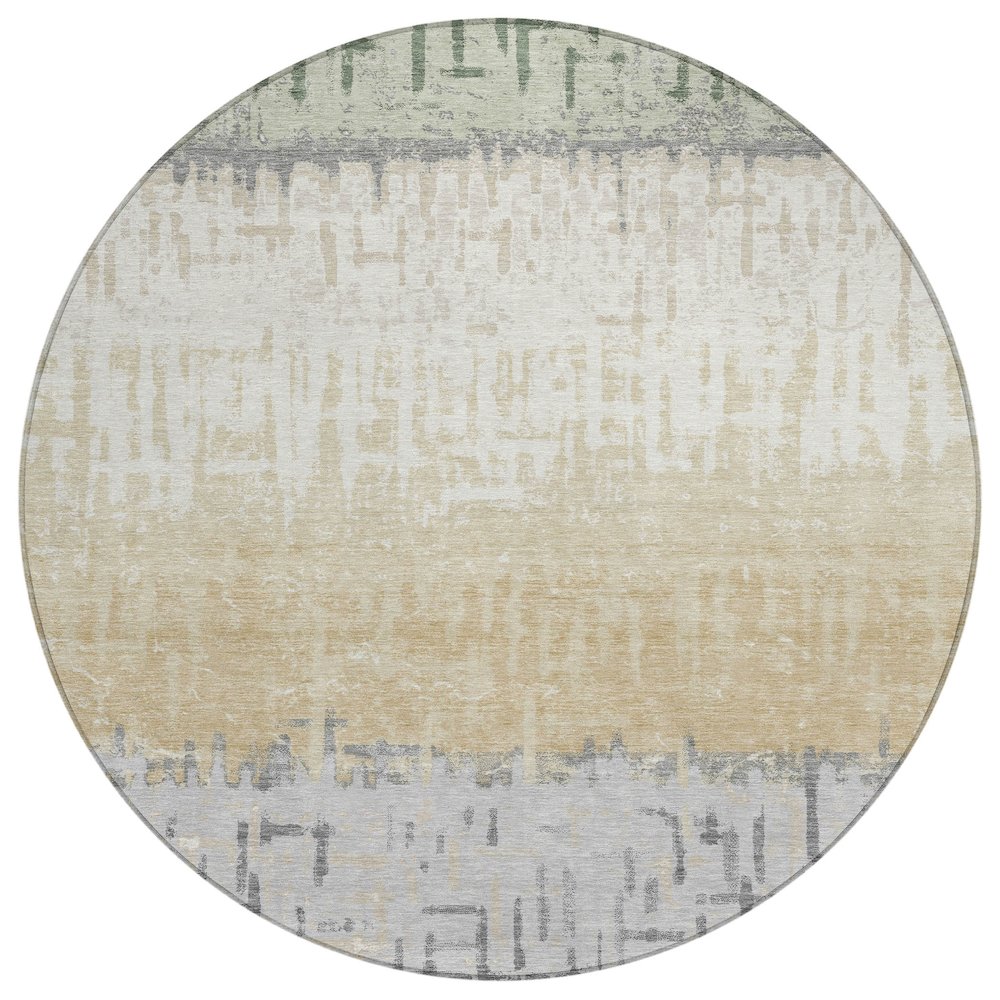 Machine Washable Indoor/Outdoor Chantille ACN2752 Green 8' x 8' Round Rug. Picture 1