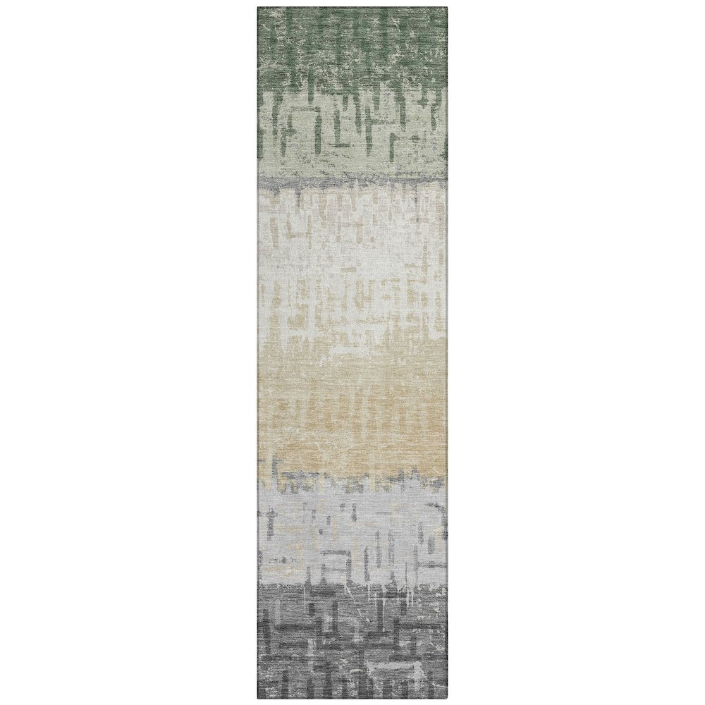 Machine Washable Indoor/Outdoor Chantille ACN2752 Green 2'3" x 7'6" Runner Rug. Picture 1