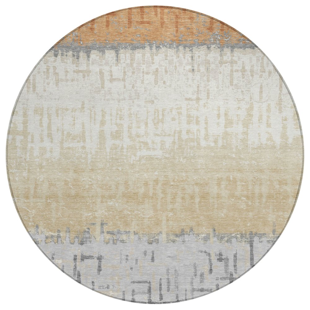 Machine Washable Indoor/Outdoor Chantille ACN2752 Orange 8' x 8' Round Rug. Picture 1